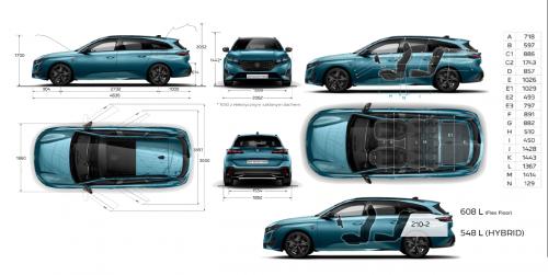 Szkic techniczny Peugeot 308 III SW Plug-In