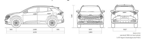 Szkic techniczny Kia Sportage V SUV Plug-In