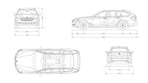 Szkic techniczny BMW Seria 5 G30-G31 Touring Plug-In
