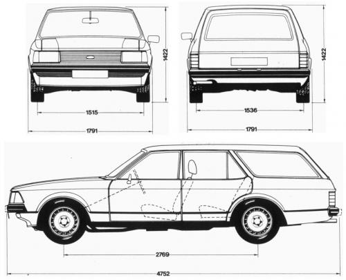 Szkic techniczny Ford Granada II Kombi