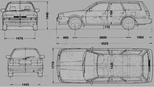 Szkic techniczny Toyota Camry II Kombi