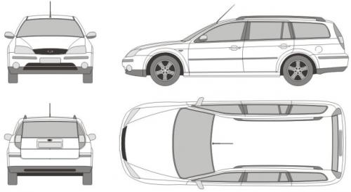 Szkic techniczny Ford Mondeo III Kombi