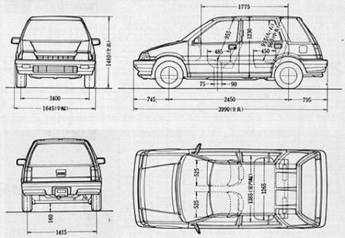 Szkic techniczny Honda Civic III Kombi