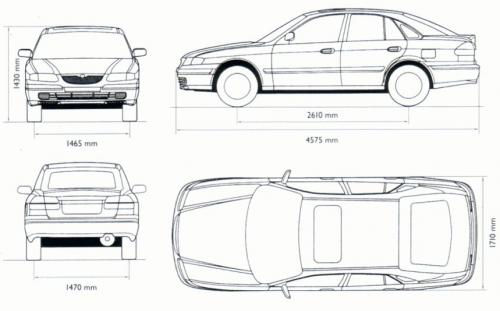 Szkic techniczny Mazda 626 V Hatchback