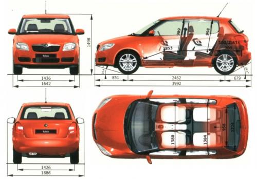 Szkic techniczny Skoda Fabia II Hatchback