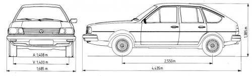 Szkic techniczny Volkswagen Passat B2 Hatchback