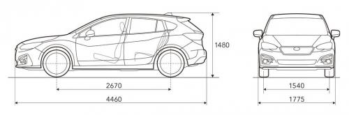 Szkic techniczny Subaru Impreza IV Hatchback