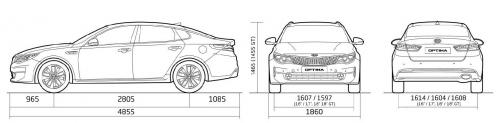 Szkic techniczny Kia Optima II Sedan Facelifting