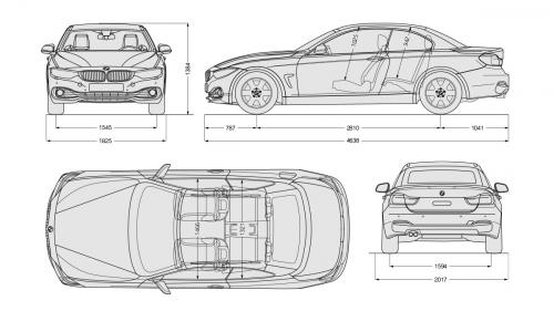 Szkic techniczny BMW Seria 4 F32-33-36 Cabrio Facelifting