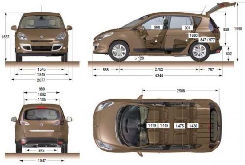 Szkic techniczny Renault Scenic III Van Facelifting