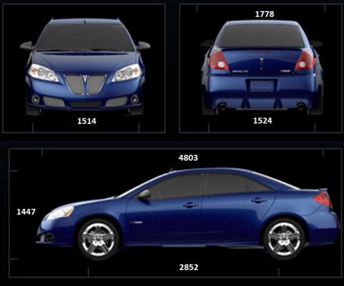 Szkic techniczny Pontiac G6 Sedan Facelifting