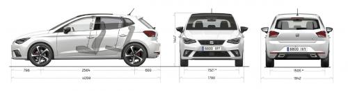 Szkic techniczny Seat Ibiza V Hatchback 5d Facelifting