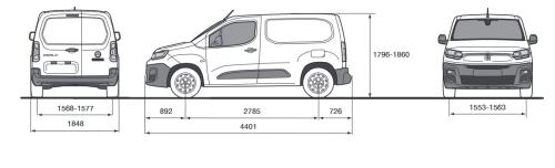 Szkic techniczny Fiat Doblo V Van Standard Facelifting