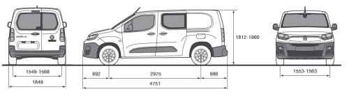 Szkic techniczny Fiat Doblo V Van Long Brygadowy Facelifting