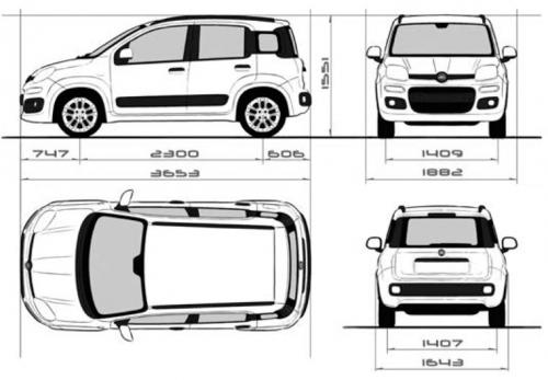 Szkic techniczny Fiat Panda III Hatchback 5d Seria 2