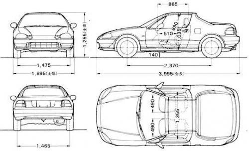 Szkic techniczny Honda CRX III