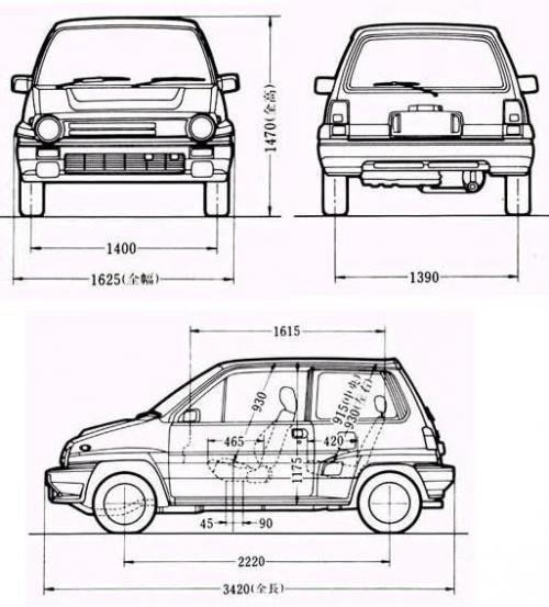 Szkic techniczny Honda City I