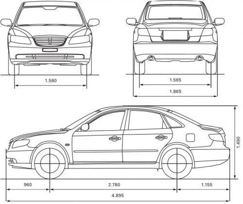 Sonata ef размеры. Габариты Хендай Соната 2006 габариты. Хендай Грандер габариты. Hyundai Grandeur 2008 ширина.