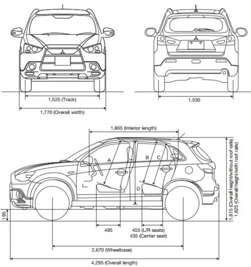 Габариты митсубиси. Колесная база АСХ. Колесная база Митсубиси АСХ. Mitsubishi ASX, 2014 габариты. Mitsubishi ASX заднее стекло чертеж.