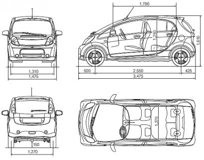 Размеры ai. Mitsubishi i MIEV габариты. Mitsubishi i-MIEV Размеры. Митсубиси Миев габариты. I MIEV Размеры.