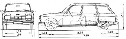 Szkic techniczny Peugeot 304 Kombi