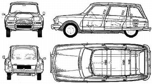 Szkic techniczny Citroen AMI Kombi