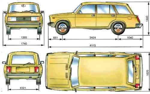 Szkic techniczny Łada 2104 2104 Kombi