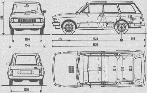 Szkic techniczny Fiat 127 II Kombi