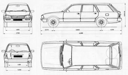 Szkic techniczny Peugeot 505 Kombi