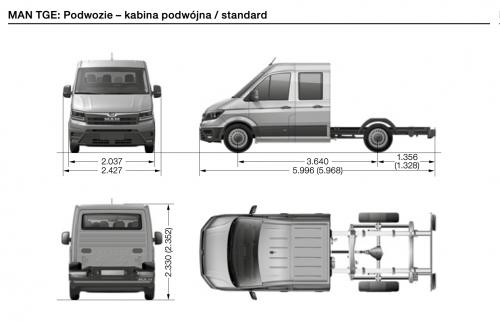 Szkic techniczny Man TGE Podwozie – kabina podwójna