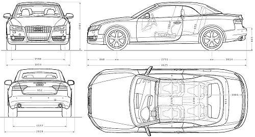 Szkic techniczny Audi A5 8T Cabriolet