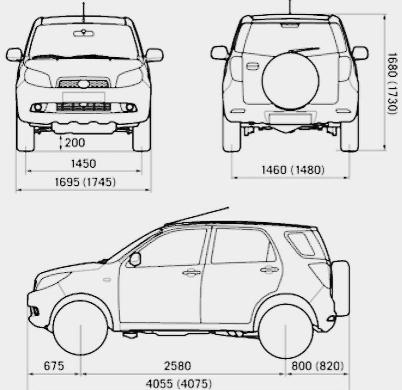 Szkic techniczny Daihatsu Terios II