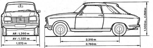 Szkic techniczny Peugeot 304 Coupe