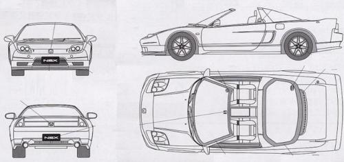 Szkic techniczny Honda NSX I Coupe