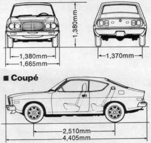 Szkic techniczny Mazda 929 I Coupe