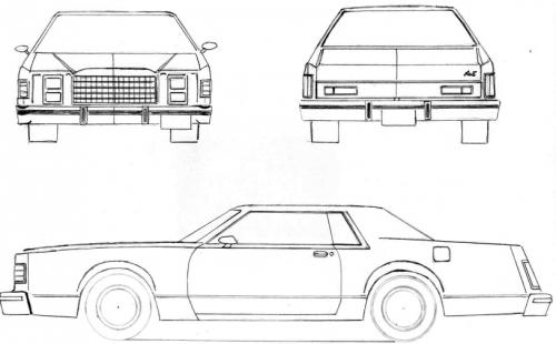 Szkic techniczny Ford LTD II Coupe