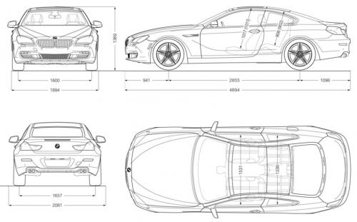 Szkic techniczny BMW Seria 6 F06-F12-F13 Coupe