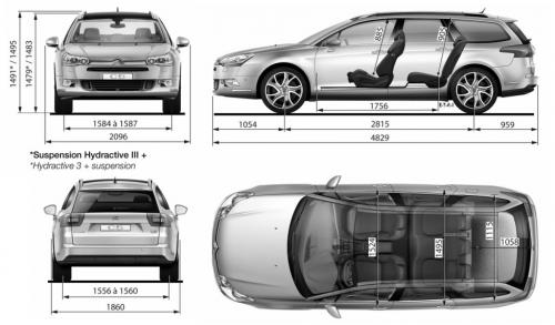 Szkic techniczny Citroen C5 III Tourer