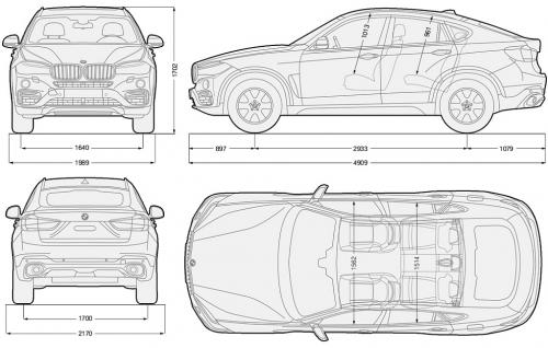 Szkic techniczny BMW X6 F16 Crossover