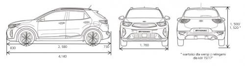 Szkic techniczny Kia Stonic Crossover