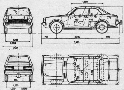 Szkic techniczny Mitsubishi Colt I