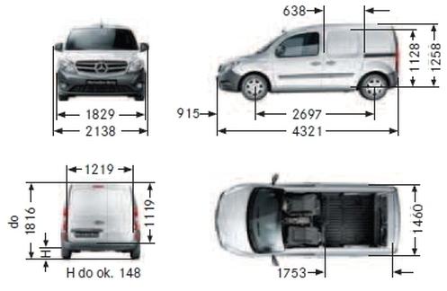 Szkic techniczny Mercedes Citan W415 Furgon Długi