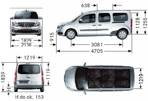 Szkic techniczny Mercedes Citan W415 Tourer Długi