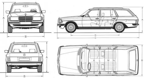 Szkic techniczny Mercedes W123 Kombi