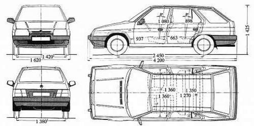 Szkic techniczny Skoda Favorit Kombi