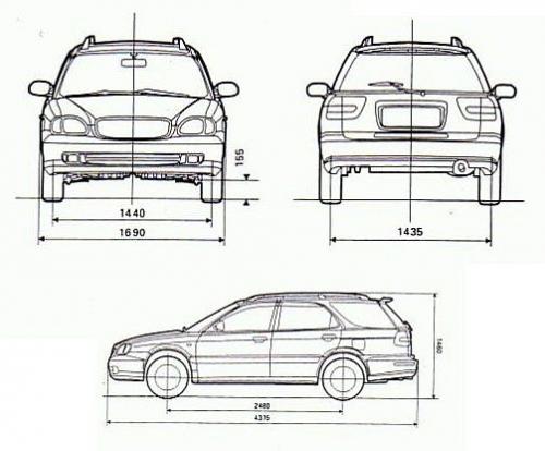 Szkic techniczny Suzuki Baleno II Kombi