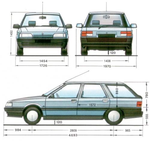 Szkic techniczny Renault 21 Kombi