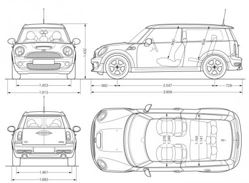 Szkic techniczny Mini Clubman R55 Kombi