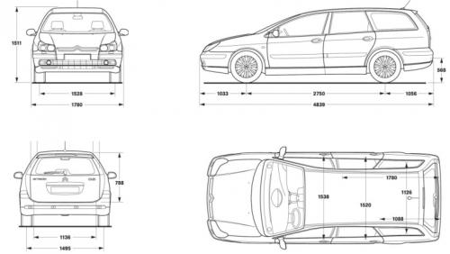 Szkic techniczny Citroen C5 II Kombi