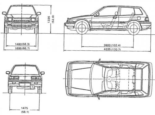 Szkic techniczny Honda Accord III Kombi